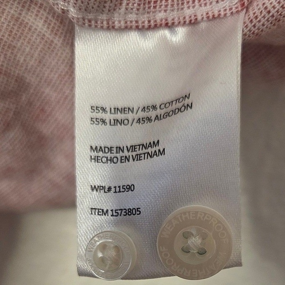 Coastal Beach Resort Washable Linen Blend Pink Button Up Size Medium - Picture 6 of 7